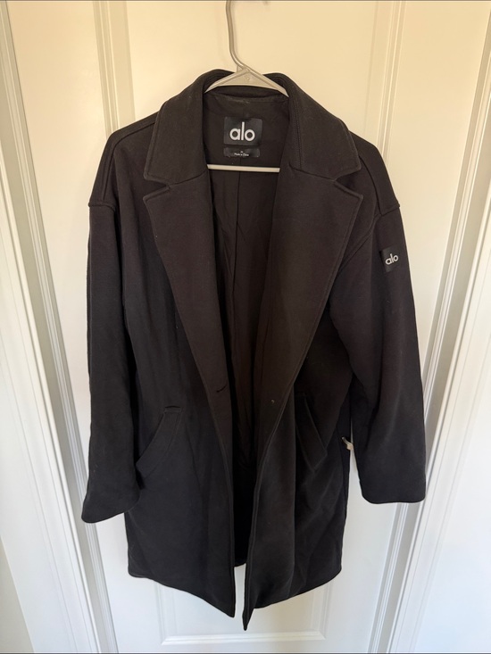 ALO Yoga Jackets & Blazers - ALO Yoga Black Trench Coat with Subtle Sleeve Logo